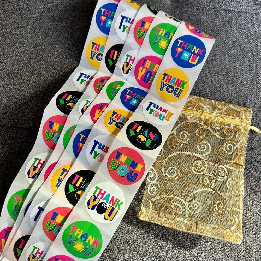 50 Count - Fiesta THANK YOU Style Stickers, Colorful, 1.5 inch